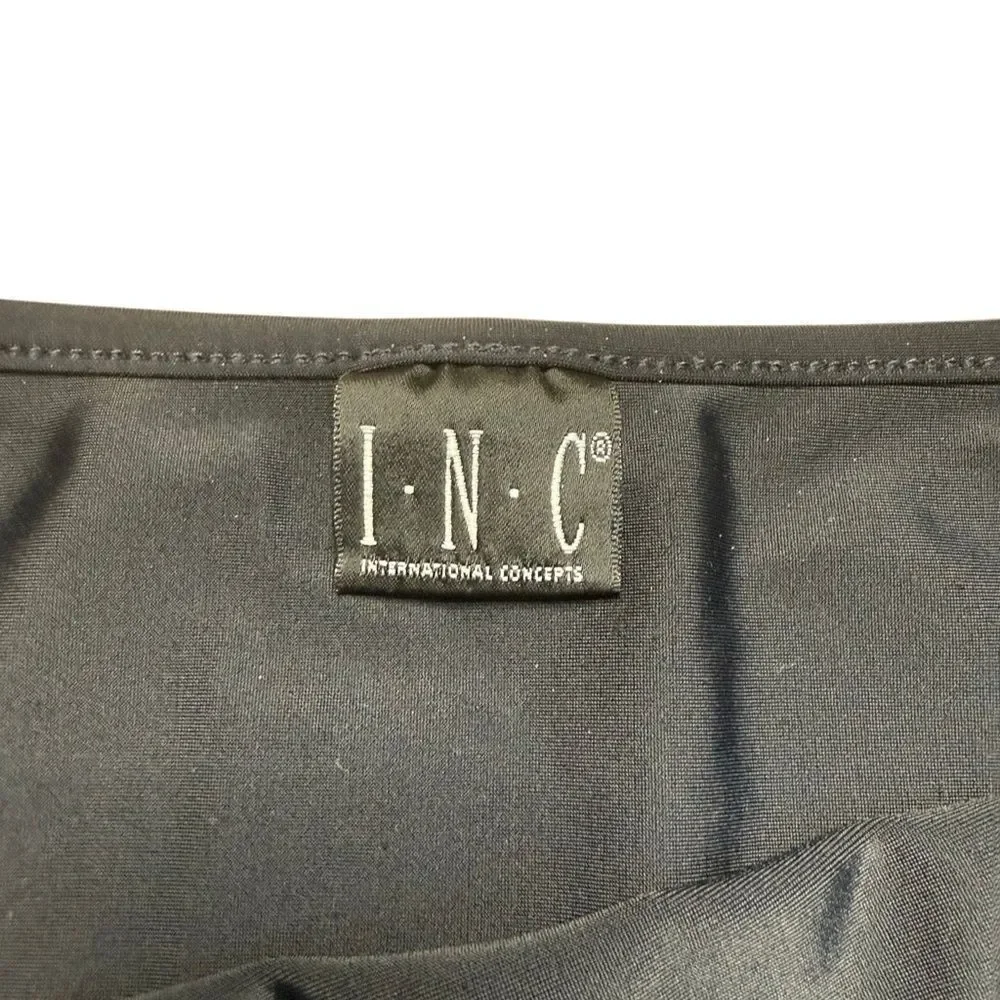 90s Vintage I.N.C. Black Jersey Mini Skirt Double Side Slit Medium